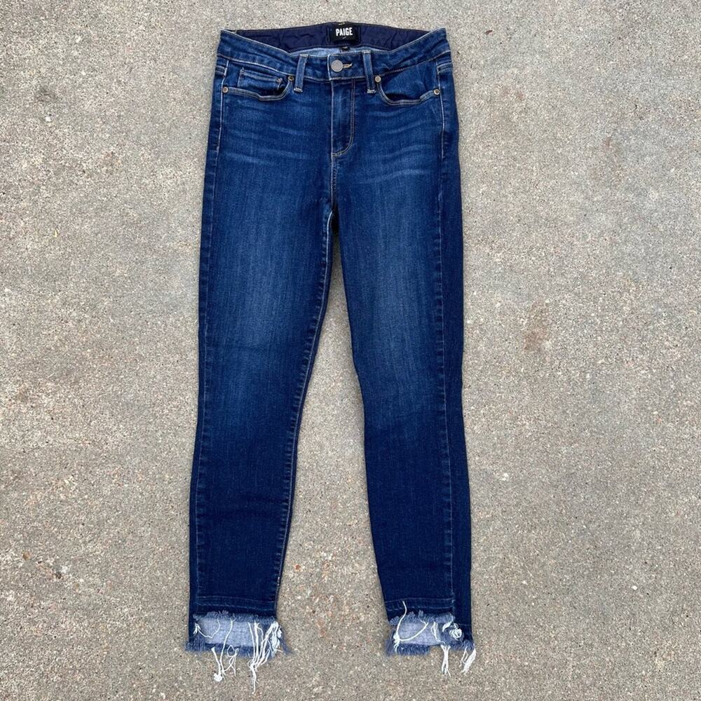 Paige Hoxton Crop High Waist Raw Shark Bite Hem Skinny Jeans Size 26